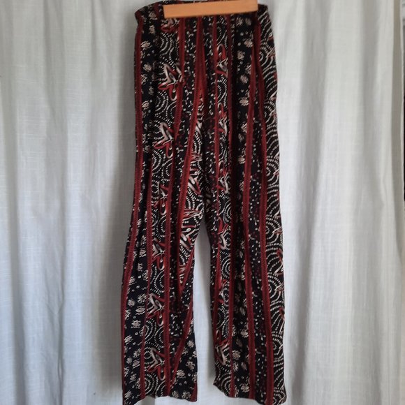High-waisted patterned palazzo lounge pants - Picture 1 of 4
